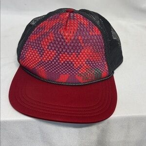 The North Face Red purple grey trucket adjustable hat  Mesh Cap